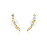 18k Gold Curve Line with Rectangle Diamond Earring - Genevieve Collection