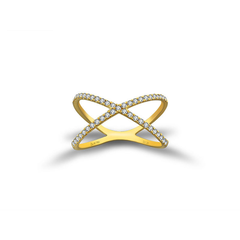 18k Gold Cross Diamond Ring - Genevieve Collection