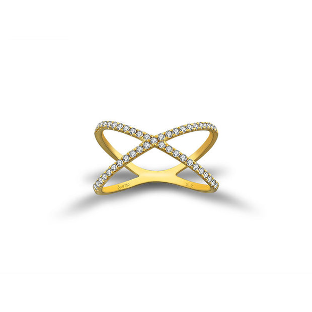 18k Gold Cross Diamond Ring - Genevieve Collection