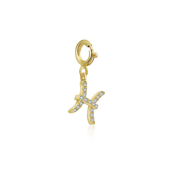18k Gold Pisces Zodiac Sign Diamond Charms - Genevieve Collection
