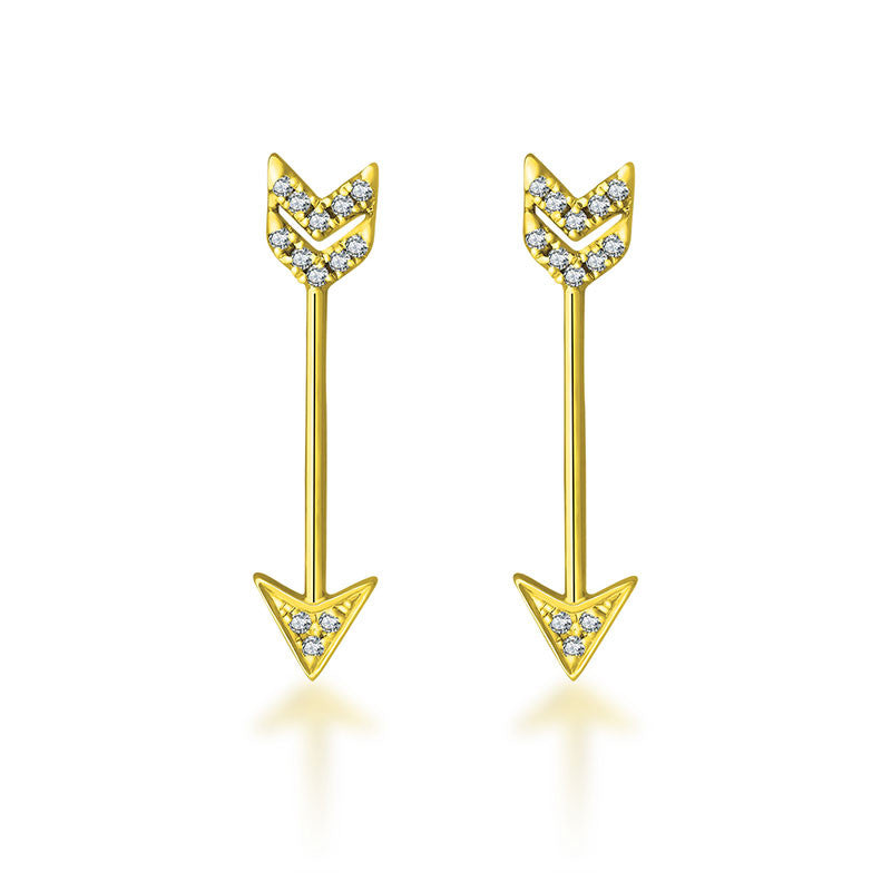 18k Gold Diamond Arrow Upward Earring - Genevieve Collection