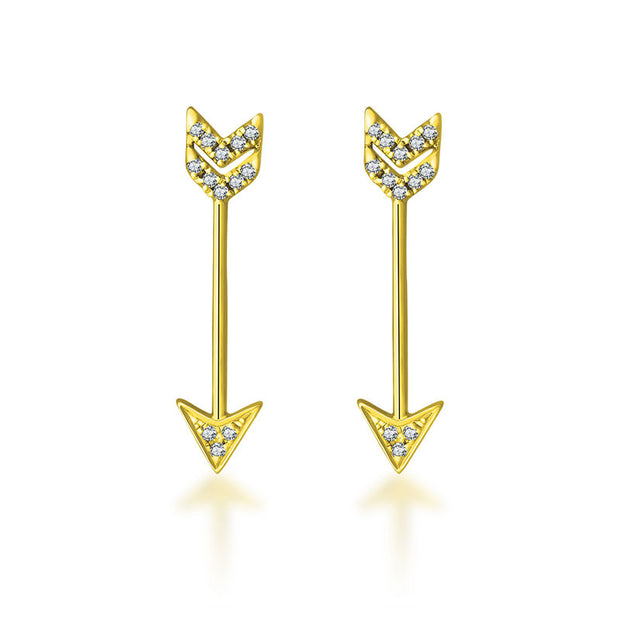 18k Gold Diamond Arrow Upward Earring - Genevieve Collection