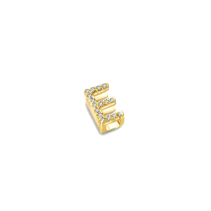 18k Gold Initial Letter "E" Diamond Pandent + Necklace - Genevieve Collection