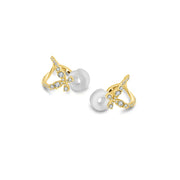 18k Gold Diamond Ear Cuff with Butterfly Pattern - Genevieve Collection