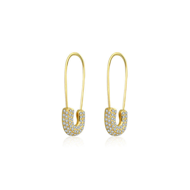 18k Gold Pin Shape Diamond Earring - Genevieve Collection