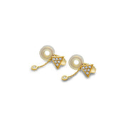 18k Gold Triangle Dangling Diamond Ear Cuff - Genevieve Collection