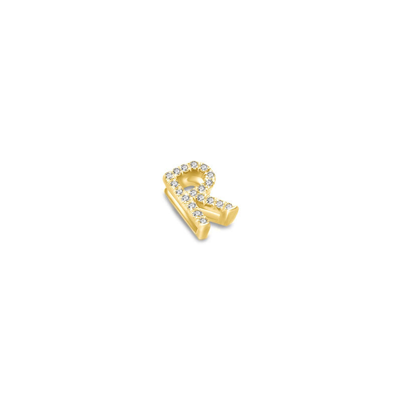 18k Gold Initial Letter "R" Diamond Pendant - Genevieve Collection