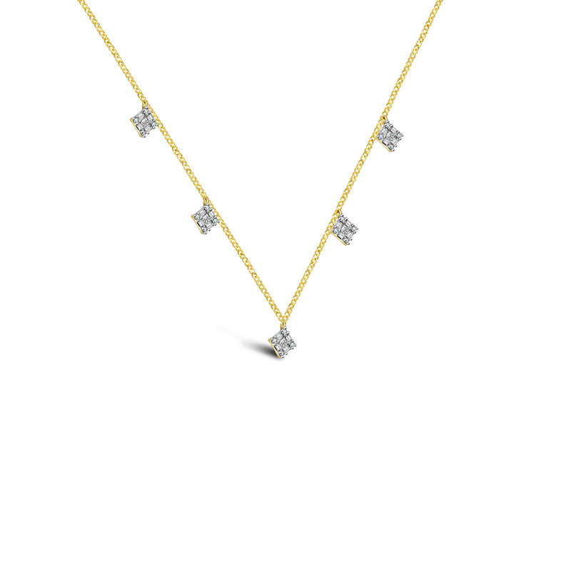 18k Gold Rhombus Shape Diamond Necklace / Choker - Genevieve Collection