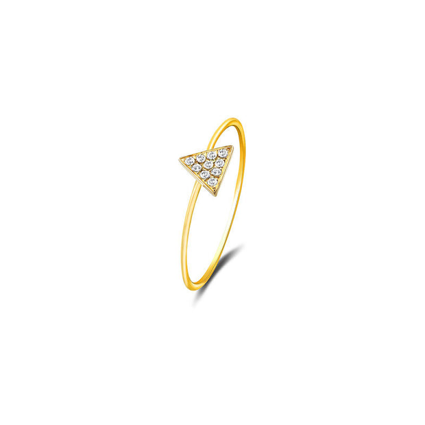 18k Gold Triangle Shape Pave Diamond Ring - Genevieve Collection