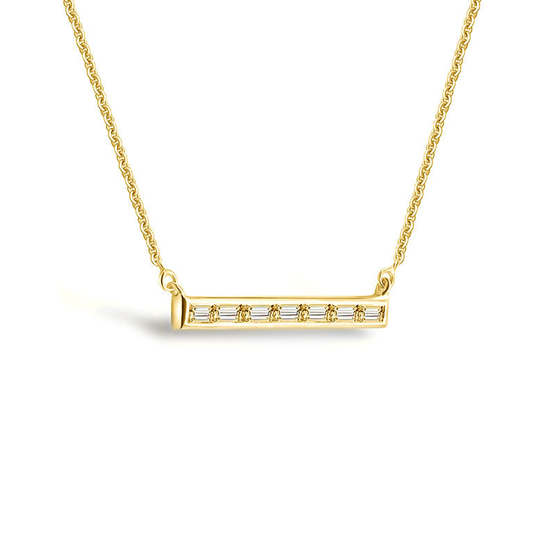 18k Gold Line Shape with Rectangle Diamond Necklace - Genevieve Collection