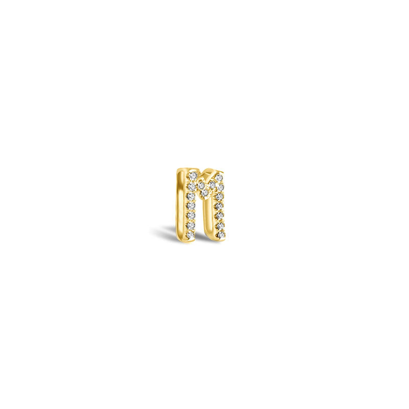 18k Gold Initial Letter "M" Diamond Pendant - Genevieve Collection