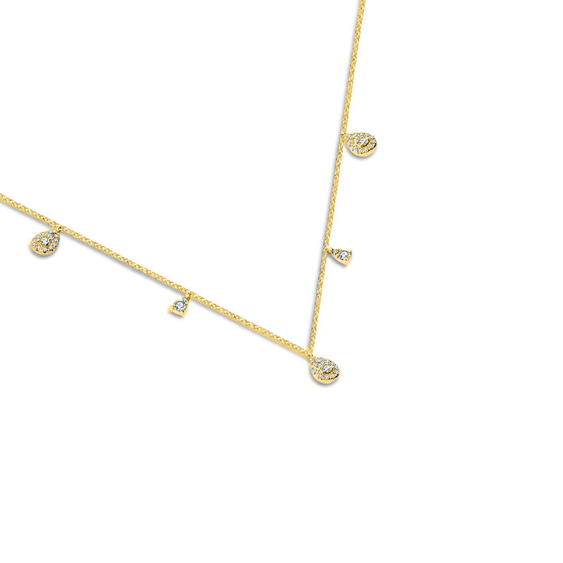 18k Gold Drop Shape Diamond Necklace / Choker - Genevieve Collection