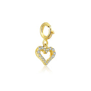 18k Gold Hollow Heart Shape Diamond Charms - Genevieve Collection