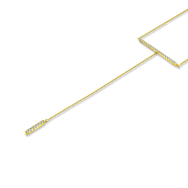 18k Gold Line Dangling Diamond Necklace - Genevieve Collection