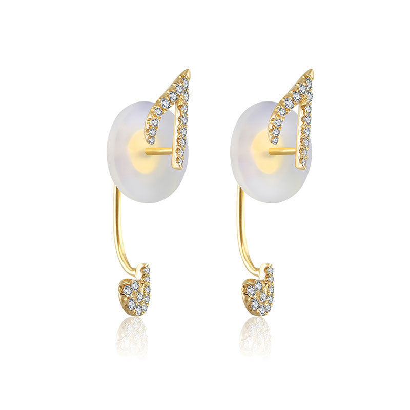 18k Gold Eighth note Shape Diamond Earring - Genevieve Collection