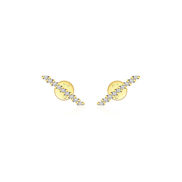 18k Gold Slash Line Diamond Earring - Genevieve Collection