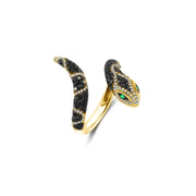 18k Gold Snake Shape Diamond Open Ring - Genevieve Collection