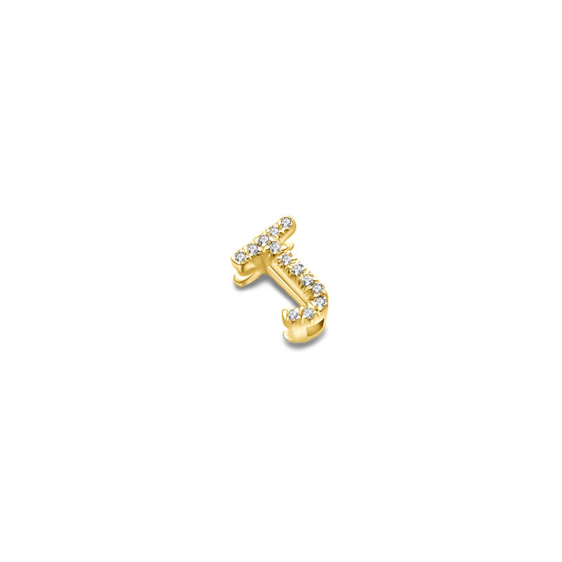 18k Gold Initial Letter "J" Diamond Pandent + Necklace - Genevieve Collection