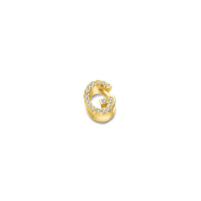 18k Gold Initial Letter "G" Diamond Pendant - Genevieve Collection