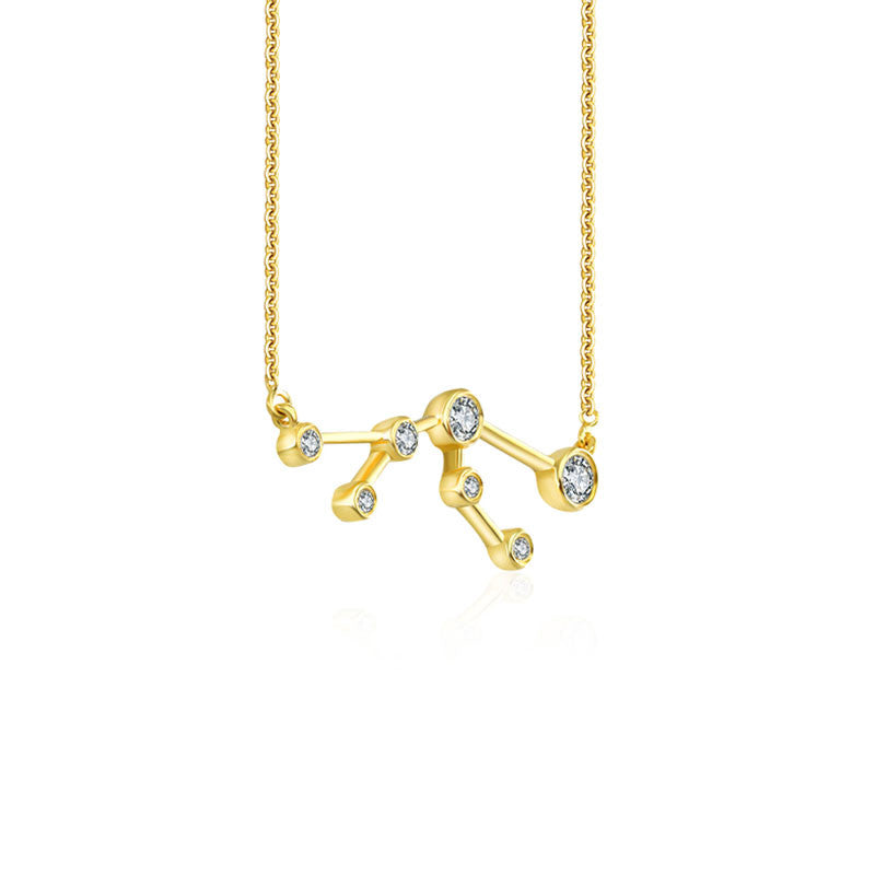 Taurus Zodiac Constellation Necklace 18k Gold & Diamond - Genevieve Collection