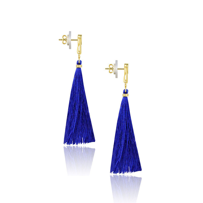 18k Gold Double Arrow Shape Tassel Diamond Earring - Genevieve Collection