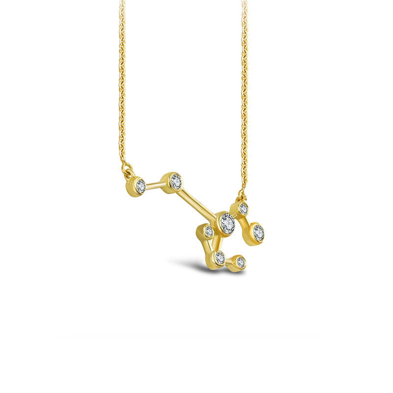 Sagittarius Zodiac Constellation Necklace 18k Gold & Diamond - Genevieve Collection