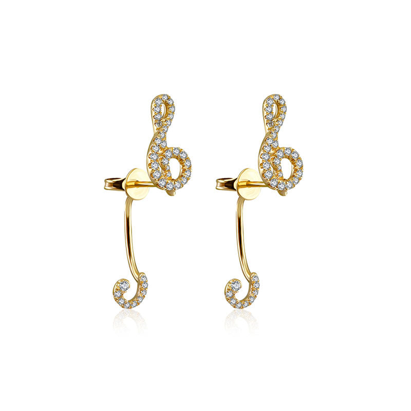 18k Gold G Clef Shape Diamond Earring - Genevieve Collection