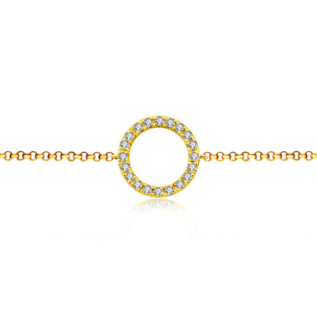 18k Gold Round Shape Diamond Bracelet with White Tassel - Genevieve Collection