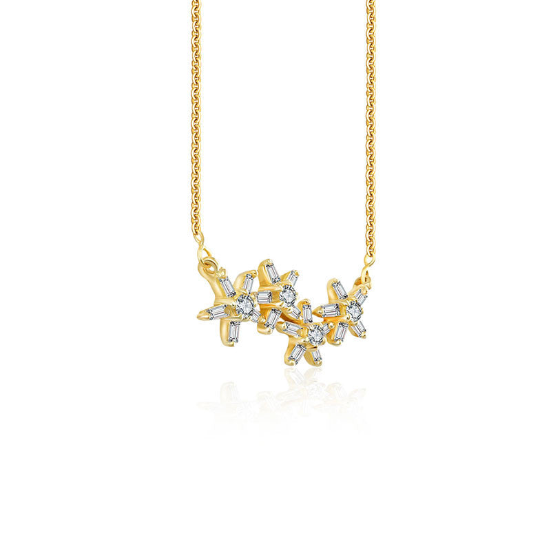 18k Gold Flower Shape Diamond Necklace - Genevieve Collection