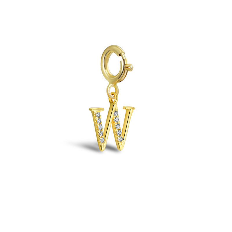 18k Gold Letter "W" Diamond Charms - Genevieve Collection