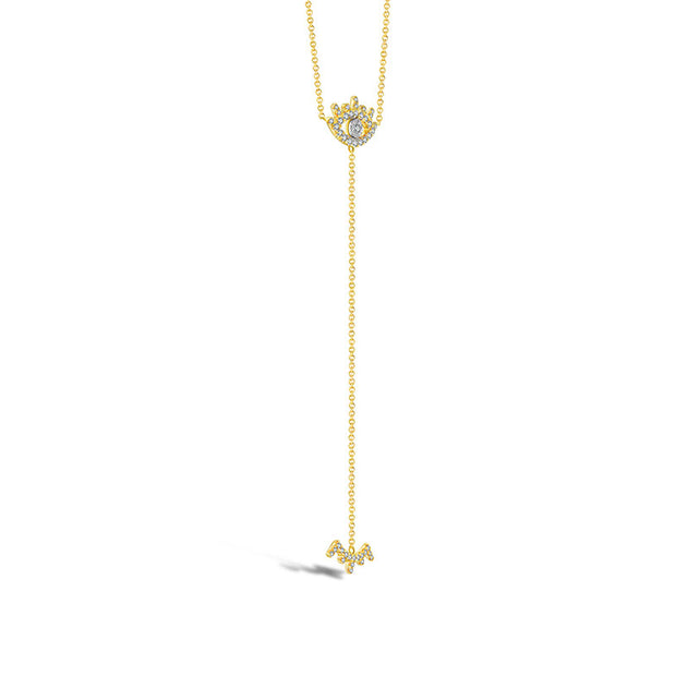 18k Gold Evil Eye Diamond Dangle Necklace - Genevieve Collection