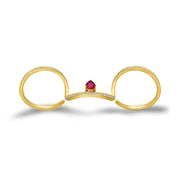 18k Gold Drop Ruby Triple Ring - Genevieve Collection
