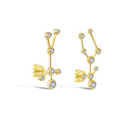 Gemini Zodiac Constellation Earring 18k Gold & Diamond - Genevieve Collection