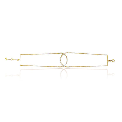 18k Gold Connected Curve Diamond Bracelet - Genevieve Collection
