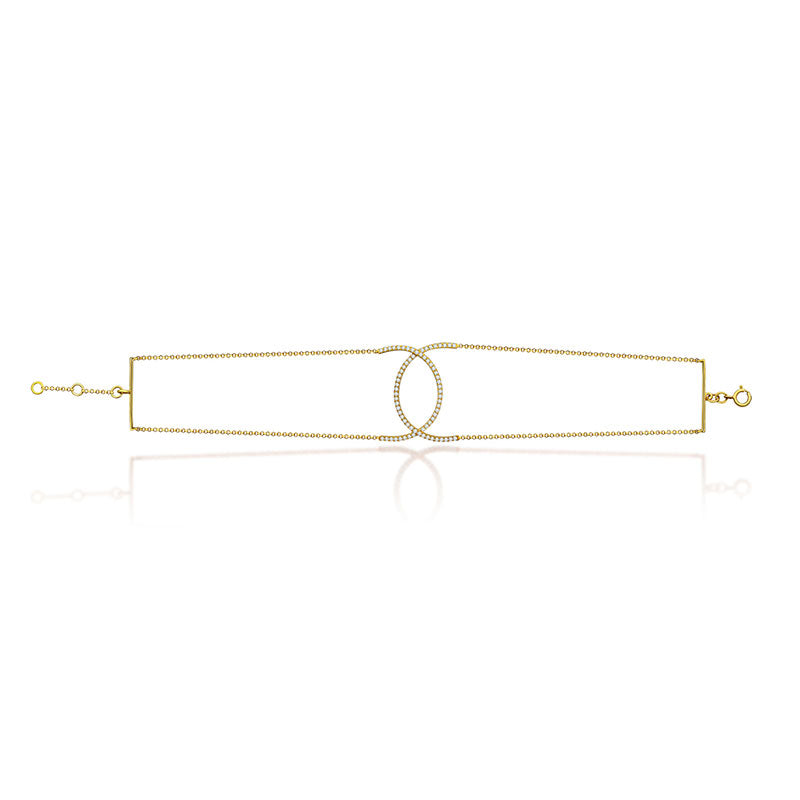 18k Gold Connected Curve Diamond Bracelet - Genevieve Collection