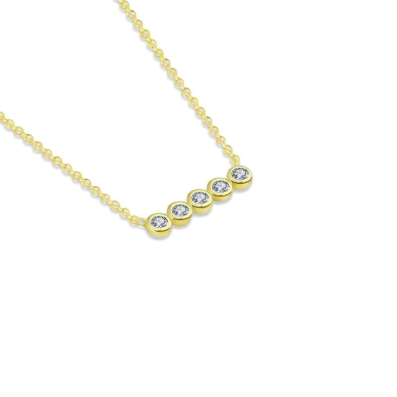 18k Gold Horizontal Dot Diamond Necklace - Genevieve Collection