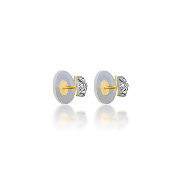 18k Gold Rhombus Shape Diamond Earring - Genevieve Collection