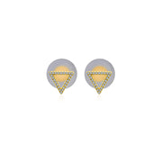 18k Gold Hollow Triangle Diamond Earring - Genevieve Collection
