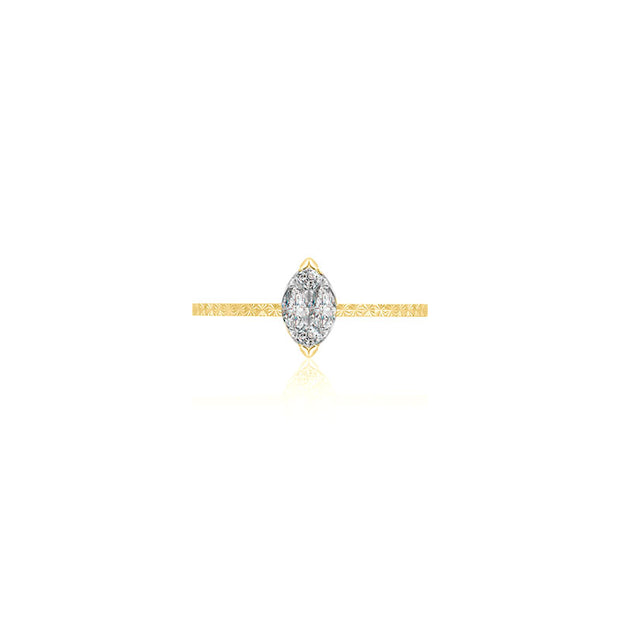 18k Gold Marquise Shape Diamond Ring - Genevieve Collection