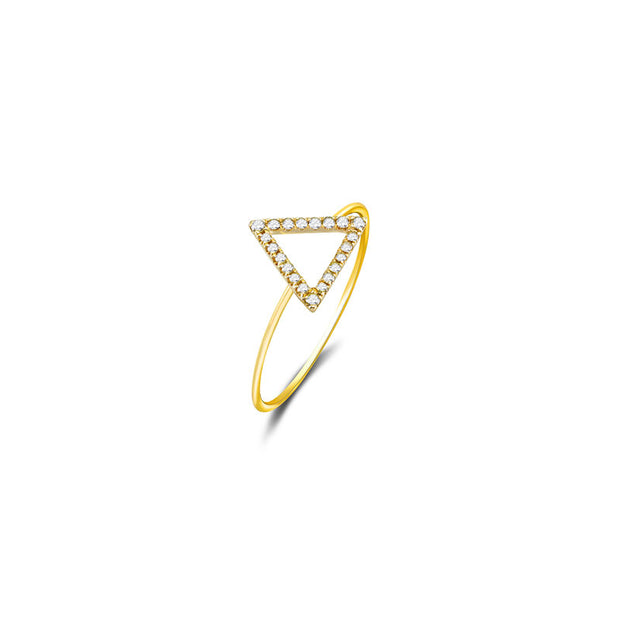 18k Gold Hollow Triangle Pave Diamond Ring - Genevieve Collection