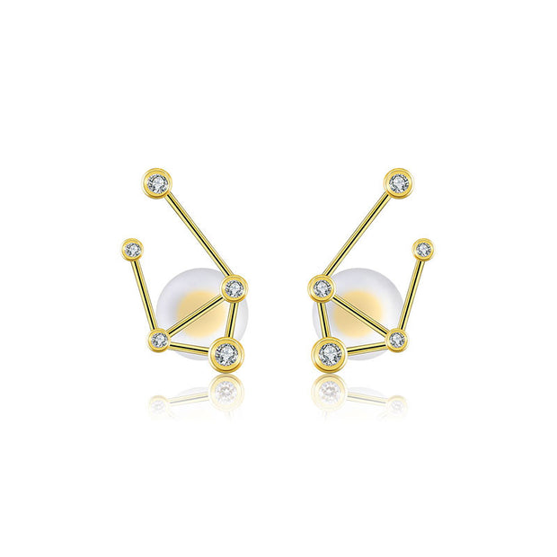 Libra Zodiac Constellation Earring 18k Gold & Diamond - Genevieve Collection