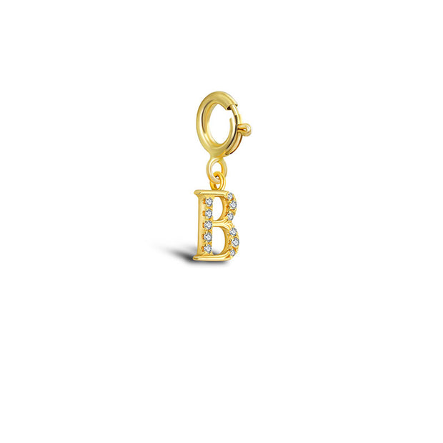 18k Gold Letter "B" Diamond Charms - Genevieve Collection