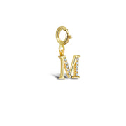 18k Gold Letter "M" Diamond Charms - Genevieve Collection
