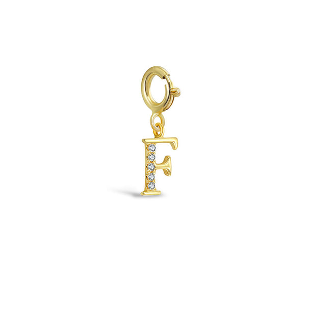 18k Gold Letter "F" Diamond Charms - Genevieve Collection