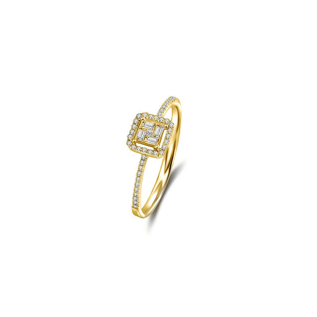 18k Gold Rectangle Shaped Diamond Ring - Genevieve Collection