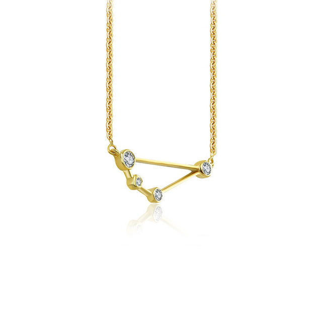 Capricorn Zodiac Constellation Necklace 18k Gold & Diamond - Genevieve Collection