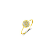 18k Gold Round Shape Pave Diamond Ring - Genevieve Collection