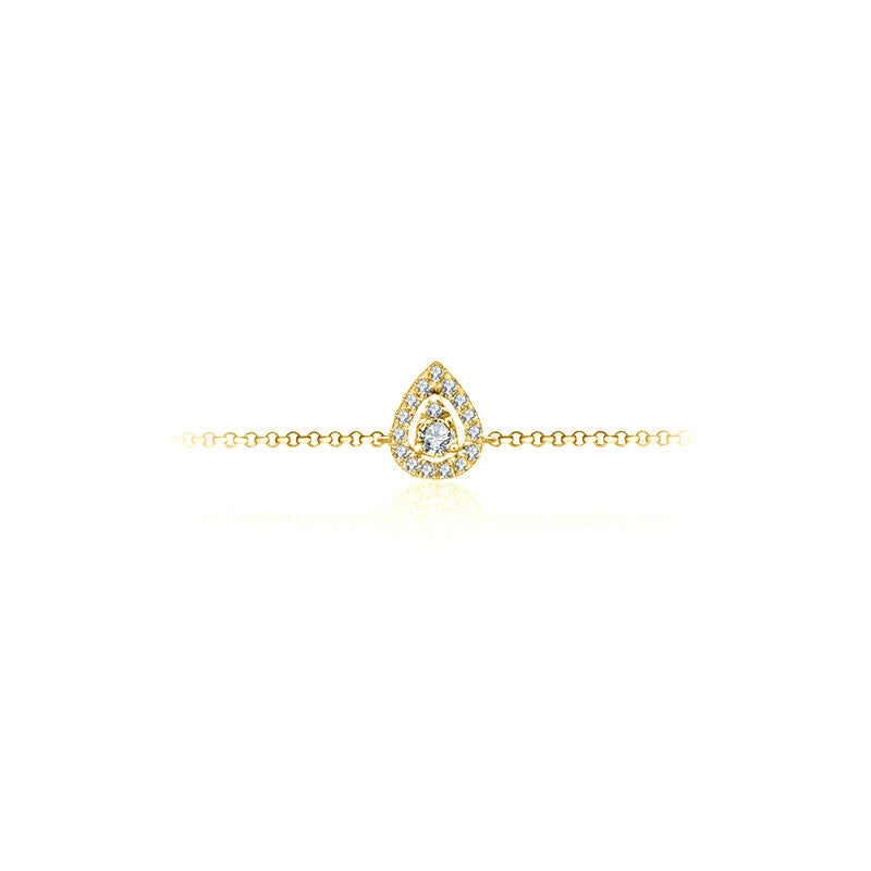 18k Gold Halo Pear-Shaped Adjustable Diamond Bracelet - Genevieve Collection