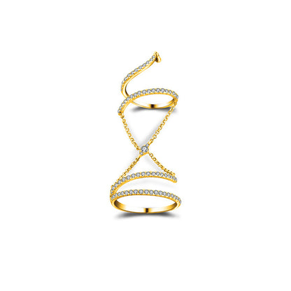 18k Gold Twisted Curve Connection Diamond Ring - Genevieve Collection