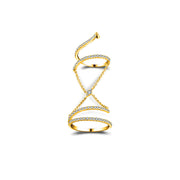 18k Gold Twisted Curve Connection Diamond Ring - Genevieve Collection